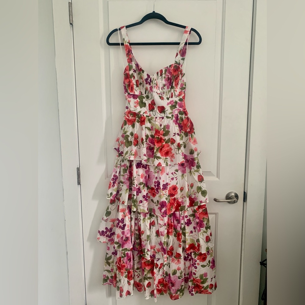Abercrombie & Fitch Floral + Fruit Maxi Dress - Red, Pink, Green NEW WITH TAGS